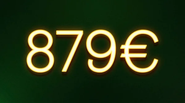 Gouden Lichtsymbool Van 879 Euro Prijskaartje Donkere Achtergrond — Stockfoto