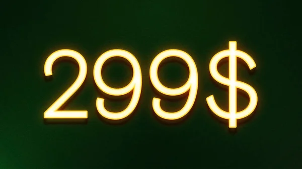 Złote Światło Symbol 299 Dolarów Cena Ikona Ciemnym Tle — Zdjęcie stockowe