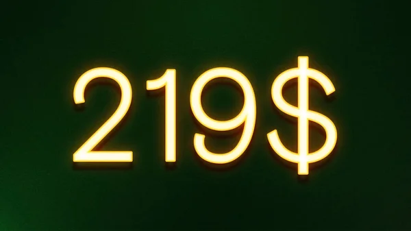 Zlatý Symbol Světla 219 Dolarů Cena Ikona Tmavém Pozadí — Stock fotografie