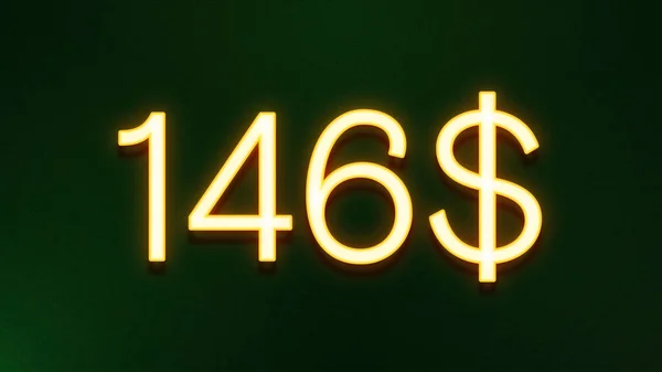 Símbolo Luz Dourada 146 Dólares Ícone Preço Fundo Escuro — Fotografia de Stock