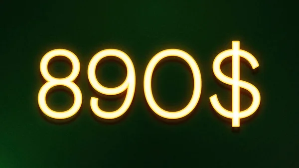 Złote Światło Symbol 890 Dolarów Cena Ikona Ciemnym Tle — Zdjęcie stockowe