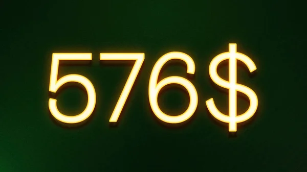 Gyllene Ljus Symbol För 576 Dollar Prisikon Mörk Bakgrund — Stockfoto