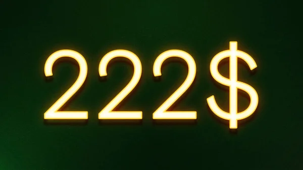 Gyllene Ljus Symbol För 222 Dollar Prisikon Mörk Bakgrund — Stockfoto