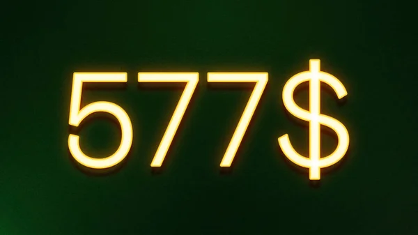 Símbolo Luz Dourada 577 Dólares Ícone Preço Fundo Escuro — Fotografia de Stock