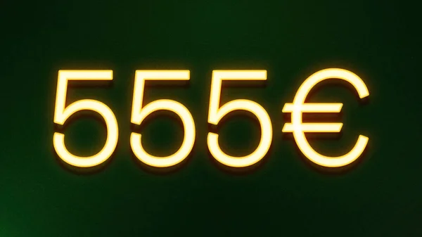 Gouden Lichtsymbool Van 555 Euro Prijspictogram Donkere Achtergrond — Stockfoto