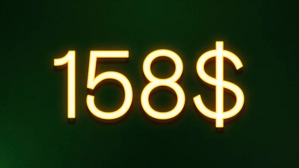 Gyllene Ljus Symbol För 158 Dollar Prisikon Mörk Bakgrund — Stockfoto