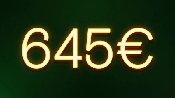 Gyllene Ljus Symbol För 645 Euro Prisikon Mörk Bakgrund — Stockfoto