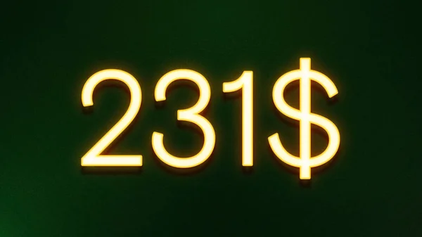 Símbolo Luz Dourada 231 Dólares Ícone Preço Fundo Escuro — Fotografia de Stock
