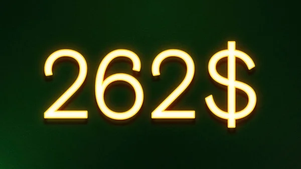 Símbolo Luz Dourada 262 Dólares Ícone Preço Fundo Escuro — Fotografia de Stock