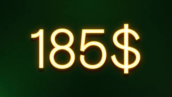暗い背景に185ドルの価格アイコンの黄金の光のシンボル — ストック写真