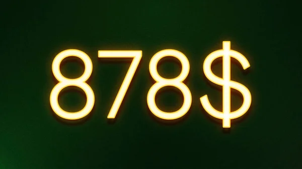 Símbolo Luz Dourada 878 Dólares Ícone Preço Fundo Escuro — Fotografia de Stock