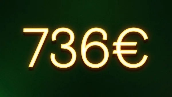 Símbolo Luz Dourada 736 Euros Ícone Preço Fundo Escuro — Fotografia de Stock