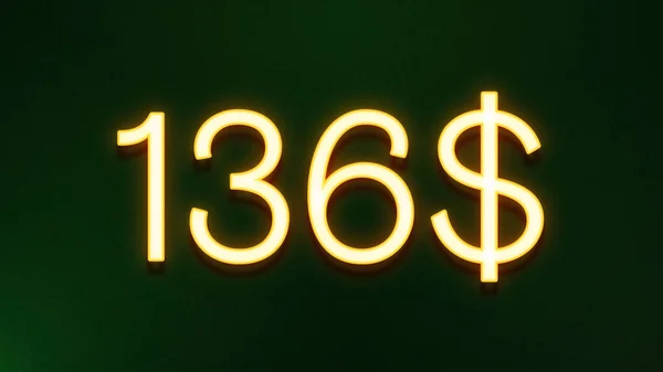 Simbolo Luce Dorata 136 Dollari Prezzo Icona Sfondo Scuro — Foto Stock