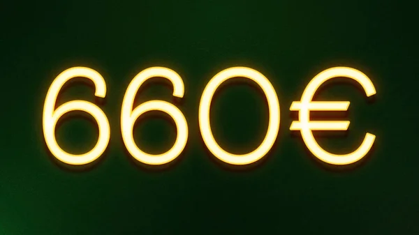 Gouden Lichtsymbool Van 660 Euro Prijskaartje Donkere Achtergrond — Stockfoto