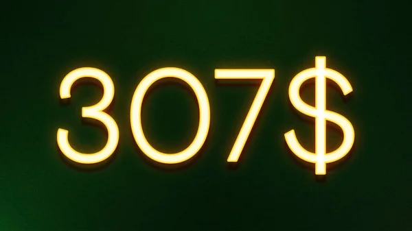 Símbolo Luz Dourada 307 Dólares Ícone Preço Fundo Escuro — Fotografia de Stock