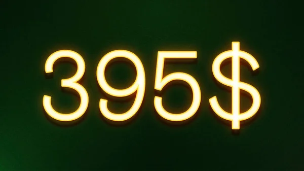 Złote Światło Symbol 395 Dolarów Cena Ikona Ciemnym Tle — Zdjęcie stockowe