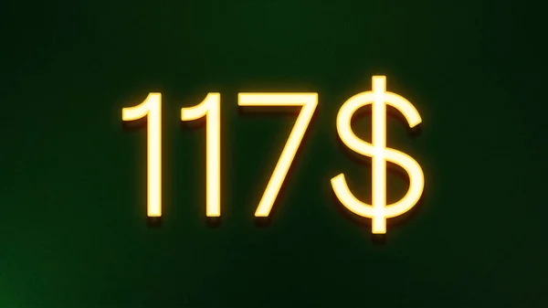 Золотой Светлый Символ Цены 117 Долларов Темном Фоне — стоковое фото