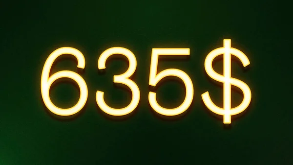 Gyllene Ljus Symbol För 635 Dollar Prisikon Mörk Bakgrund — Stockfoto