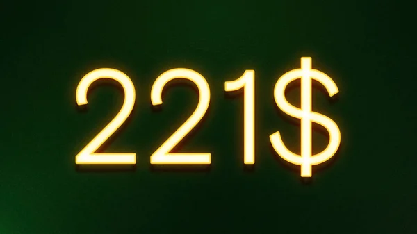 Gyllene Ljus Symbol För 221 Dollar Prisikon Mörk Bakgrund — Stockfoto