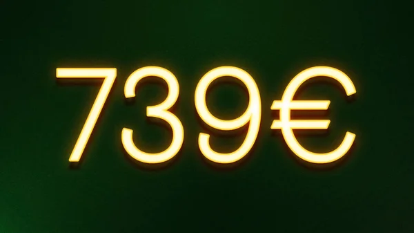 Gouden Lichtsymbool Van 739 Euro Prijspictogram Donkere Achtergrond — Stockfoto