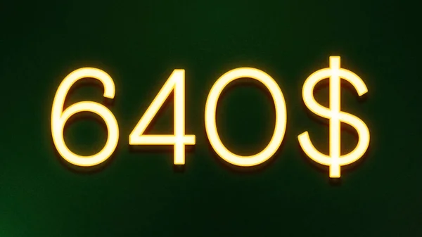 Goldenes Lichtsymbol Von 640 Dollar Preissymbol Auf Dunklem Hintergrund — Stockfoto