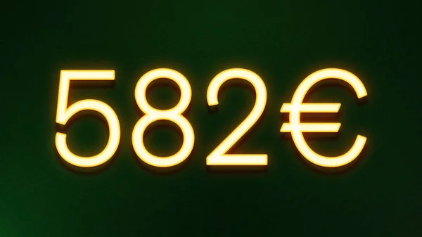 Gouden Lichtsymbool Van 582 Euro Prijskaartje Donkere Achtergrond — Stockfoto