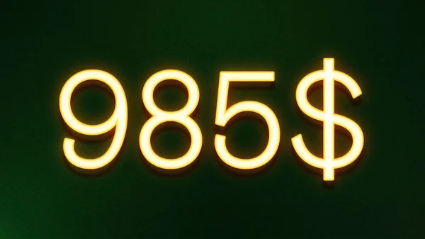 黑暗背景下985美元价格图标的金光符号 — 图库照片