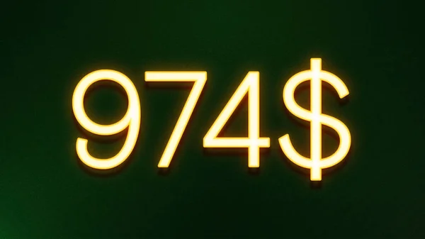 Símbolo Luz Dourada 974 Dólares Ícone Preço Fundo Escuro — Fotografia de Stock