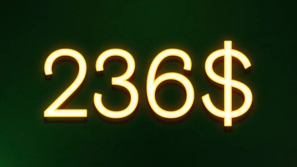 Símbolo Luz Dorada 236 Dólares Icono Precio Sobre Fondo Oscuro — Foto de Stock