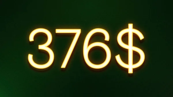 Gyllene Ljus Symbol För 376 Dollar Prisikon Mörk Bakgrund — Stockfoto