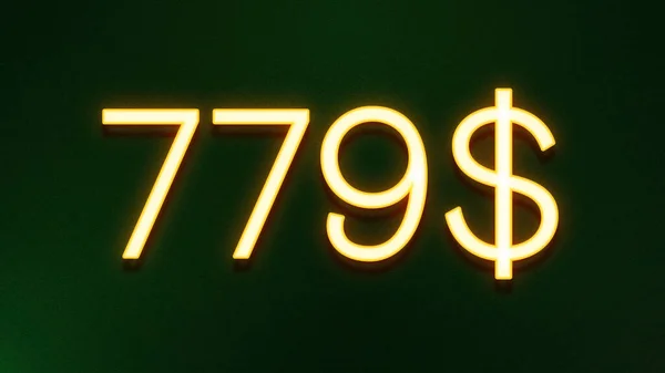 Gyllene Ljus Symbol För 779 Dollar Prisikon Mörk Bakgrund — Stockfoto
