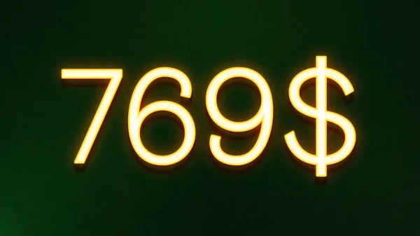 Gyllene Ljus Symbol För 769 Dollar Prisikon Mörk Bakgrund — Stockfoto