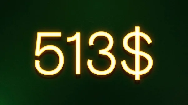 Símbolo Luz Dourada 513 Dólares Ícone Preço Fundo Escuro — Fotografia de Stock