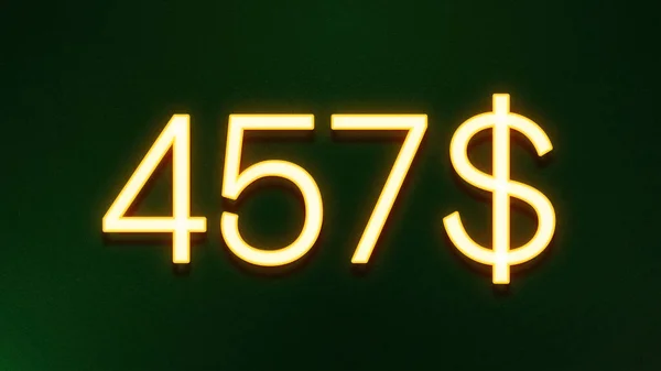 Símbolo Luz Dourada 457 Dólares Ícone Preço Fundo Escuro — Fotografia de Stock