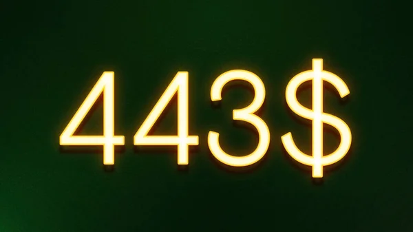 Gyllene Ljus Symbol För 443 Dollar Prisikon Mörk Bakgrund — Stockfoto