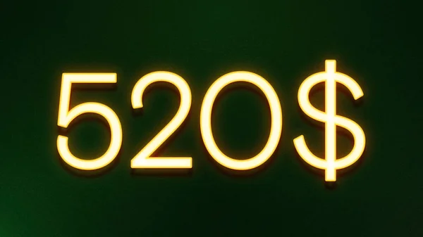 Goldenes Lichtsymbol Von 520 Dollar Preissymbol Auf Dunklem Hintergrund — Stockfoto