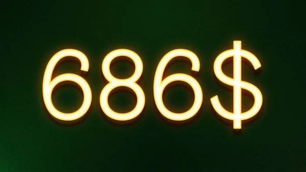 Koyu Arkaplanda 686 Dolarlık Altın Işık Simgesi — Stok fotoğraf