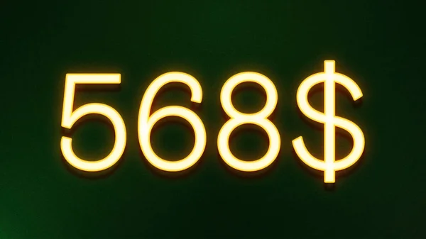 Símbolo Luz Dourada 568 Dólares Ícone Preço Fundo Escuro — Fotografia de Stock