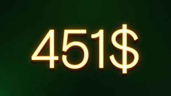 Símbolo Luz Dourada 451 Dólares Ícone Preço Fundo Escuro — Fotografia de Stock