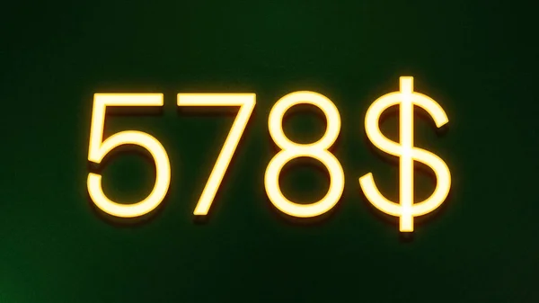 Simbolo Luce Dorata 578 Dollari Icona Del Prezzo Sfondo Scuro — Foto Stock