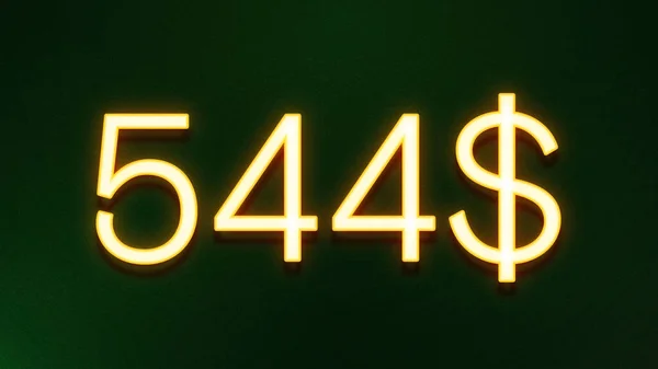 Símbolo Luz Dourada 544 Dólares Ícone Preço Fundo Escuro — Fotografia de Stock