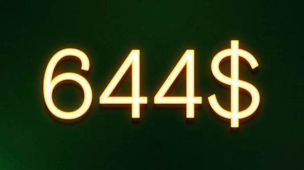 Gyllene Ljus Symbol För 644 Dollar Prisikon Mörk Bakgrund — Stockfoto
