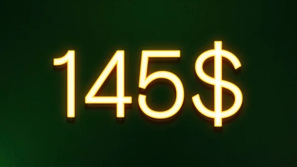 Símbolo Luz Dourada 145 Dólares Ícone Preço Fundo Escuro — Fotografia de Stock