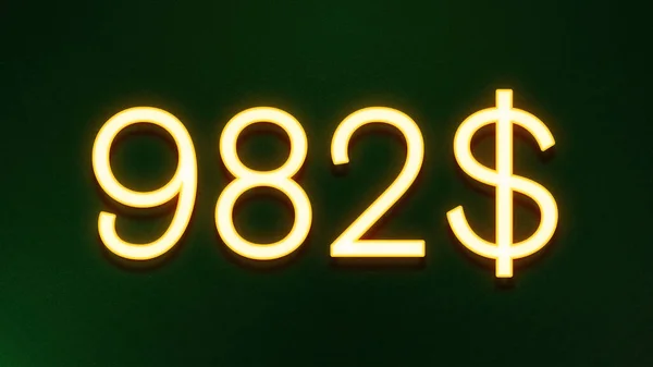 Símbolo Luz Dourada 982 Dólares Ícone Preço Fundo Escuro — Fotografia de Stock