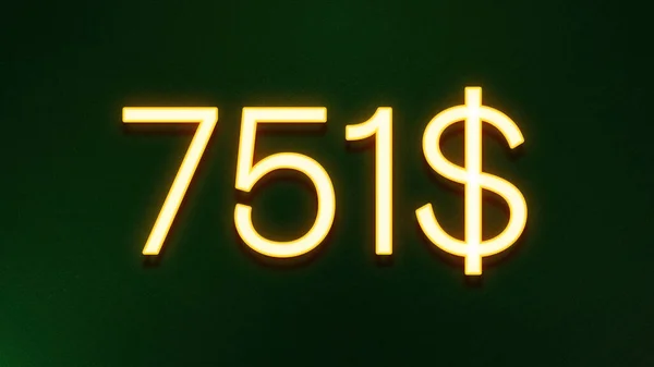 Símbolo Luz Dourada 751 Dólares Ícone Preço Fundo Escuro — Fotografia de Stock