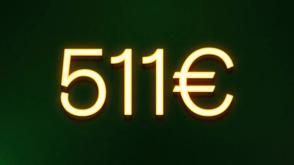 Símbolo Luz Dorada 511 Euros Icono Precio Sobre Fondo Oscuro — Foto de Stock