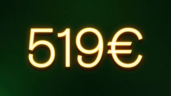 Χρυσό Σύμβολο Του Φωτός Των 519 Ευρώ Εικονίδιο Τιμή Σκούρο — Φωτογραφία Αρχείου