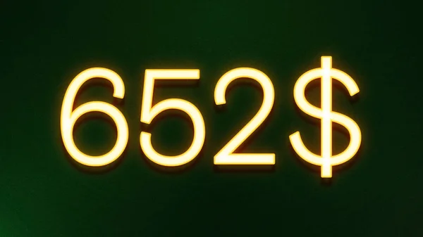 Símbolo Luz Dourada 652 Dólares Ícone Preço Fundo Escuro — Fotografia de Stock