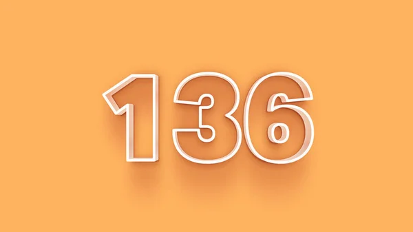 Απεικόνιση Του 136 Αριθμό Κίτρινο Φόντο — Φωτογραφία Αρχείου