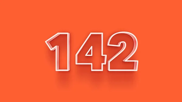 Abbildung Der 142 Zahl Auf Orangefarbenem Hintergrund — Stockfoto